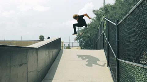 Big Flip Down Ramp At Skatepark Stock Footage 168024073