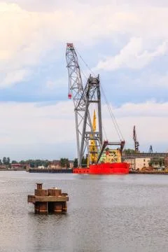 Big floating crane Stock Photos