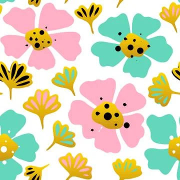 Big Flower Seamless Pattern Stock Illustration