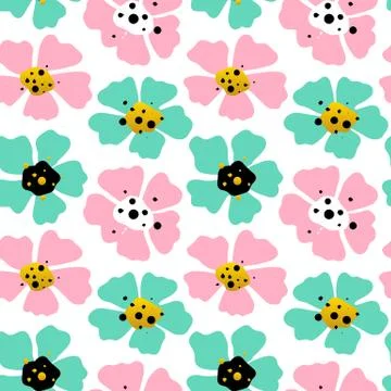 Big Flowers Seamless Pattern 库存插图