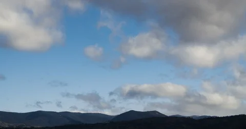 Big Fluffy Cloud Timelapse Over Mountains Sunset 4K Stock Footage 113928087