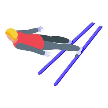 Big flying jumping icon isometric vector. Ski jump Stock Illustration