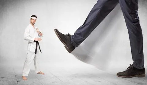 Big foot trample karate trainer concept Stock Photos