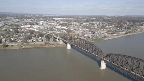 Big Four Bridge and Downtown Jeffersonville Stock Footage 237011442