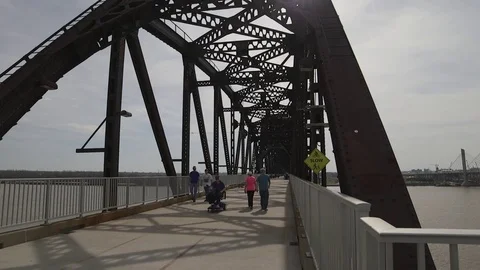Big Four Bridge - tilt down to walking deck Stock Footage 76326163