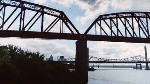 Big Four Camera Pan Ohio River Louisville Stock Footage 67871328