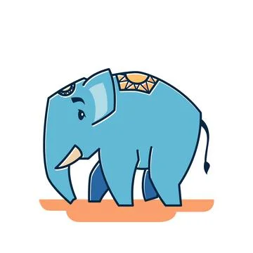 Big Friendly Elephant Standing Walking Zoo Cartoon Character Stock Illustration