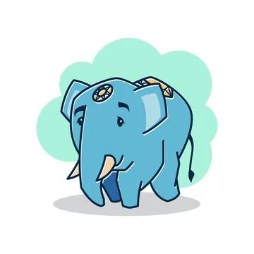 Big Friendly Elephant Walking Running Zoo Cartoon Character Stock Illustration