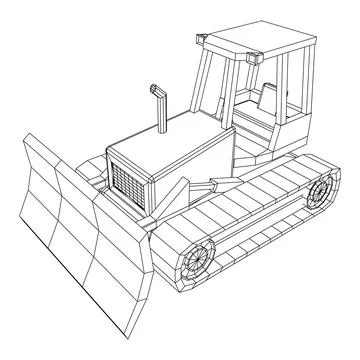 Big front-end loader bulldozer. Heavy equipment machine. Stock Illustration