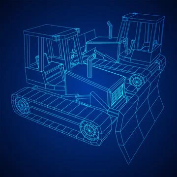 Big front-end loader bulldozer. Heavy equipment machine. Stock Illustration