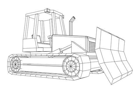 Big front-end loader bulldozer. Heavy equipment machine. Stock Illustration