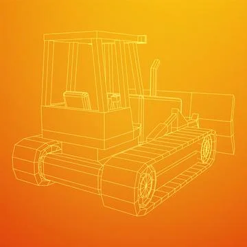Big front-end loader bulldozer. Heavy equipment machine. Stock Illustration