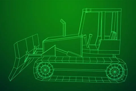 Big front-end loader bulldozer. Heavy equipment machine. Stock Illustration