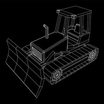 Big front-end loader bulldozer. Heavy equipment machine. Stock Illustration