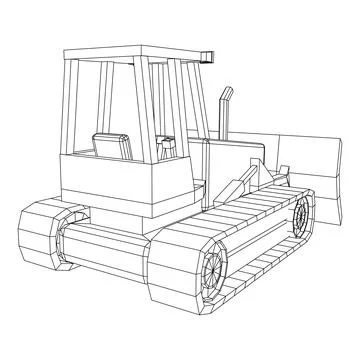 Big front-end loader bulldozer. Heavy equipment machine. Stock Illustration