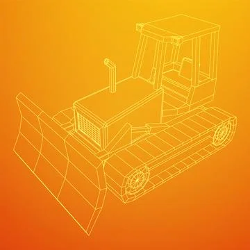 Big front-end loader bulldozer. Heavy equipment machine. Stock Illustration