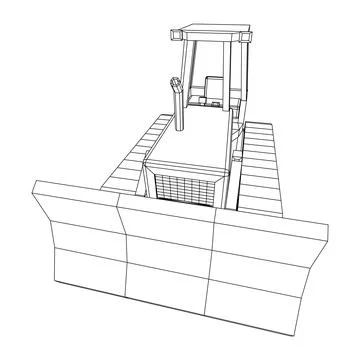Big front-end loader bulldozer. Heavy equipment machine. Stock Illustration