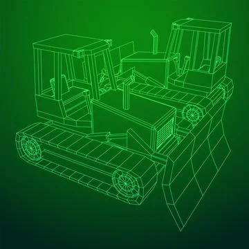 Big front-end loader bulldozer. Heavy equipment machine. Stock Illustration