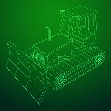 Big front-end loader bulldozer. Heavy equipment machine. Stock Illustration