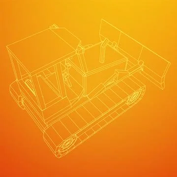 Big front-end loader bulldozer. Heavy equipment machine. Stock Illustration