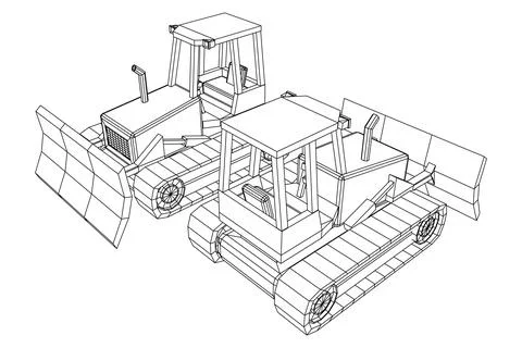 Big front-end loader bulldozer. Heavy equipment machine. Stock Illustration