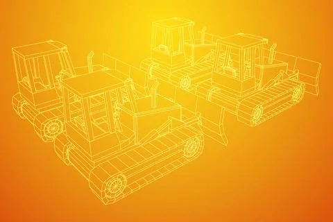 Big front-end loader bulldozer. Heavy equipment machine. Stock Illustration