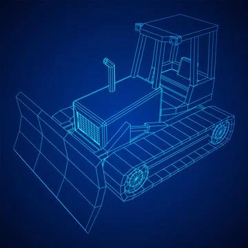 Big front-end loader bulldozer. Heavy equipment machine. Stock Illustration