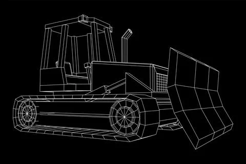 Big front-end loader bulldozer. Heavy equipment machine. Stock Illustration