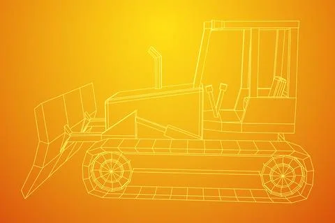 Big front-end loader bulldozer. Heavy equipment machine. Stock Illustration