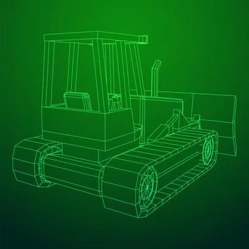 Big front-end loader bulldozer. Heavy equipment machine. Stock Illustration