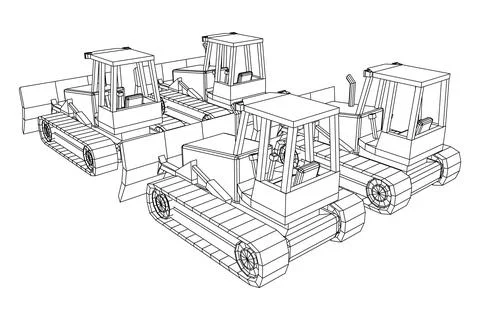 Big front-end loader bulldozer. Heavy equipment machine. Stock Illustration