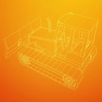 Big front-end loader bulldozer. Heavy equipment machine. Stock Illustration