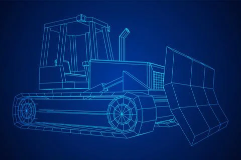 Big front-end loader bulldozer. Heavy equipment machine. Stock Illustration