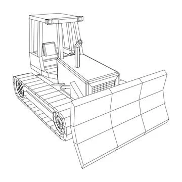Big front-end loader bulldozer. Heavy equipment machine. Stock Illustration