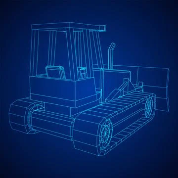 Big front-end loader bulldozer. Heavy equipment machine. Stock Illustration