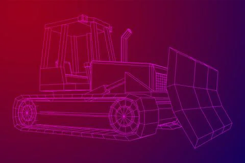 Big front-end loader bulldozer. Heavy equipment machine. Stock Illustration