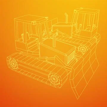 Big front-end loader bulldozer. Heavy equipment machine. Stock Illustration