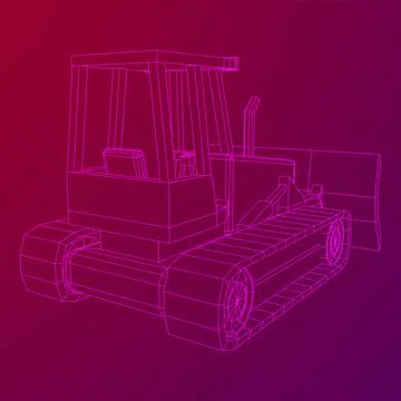 Big front-end loader bulldozer. Heavy equipment machine. Stock Illustration