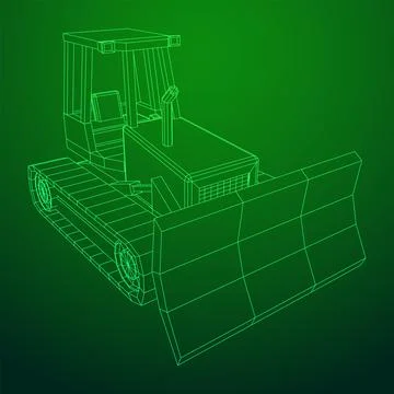 Big front-end loader bulldozer. Heavy equipment machine. Stock Illustration