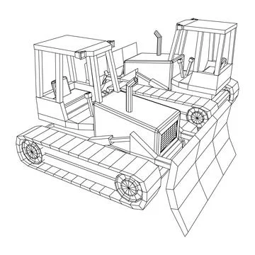 Big front-end loader bulldozer. Heavy equipment machine. Stock Illustration
