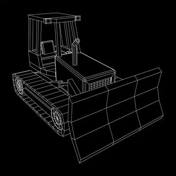 Big front-end loader bulldozer. Heavy equipment machine. Stock Illustration