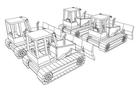 Big front-end loader bulldozer. Heavy equipment machine. Stock Illustration
