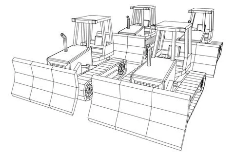 Big front-end loader bulldozer. Heavy equipment machine. Stock Illustration