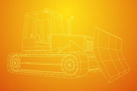 Big front-end loader bulldozer. Heavy equipment machine. Stock Illustration