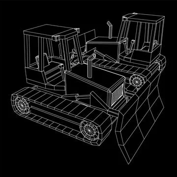 Big front-end loader bulldozer. Heavy equipment machine. Stock Illustration