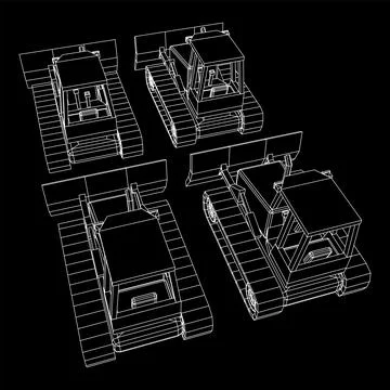 Big front-end loader bulldozer. Heavy equipment machine. Stock Illustration