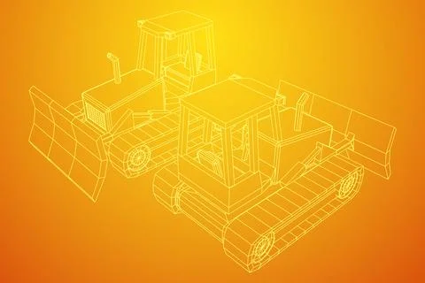 Big front-end loader bulldozer. Heavy equipment machine. Stock Illustration
