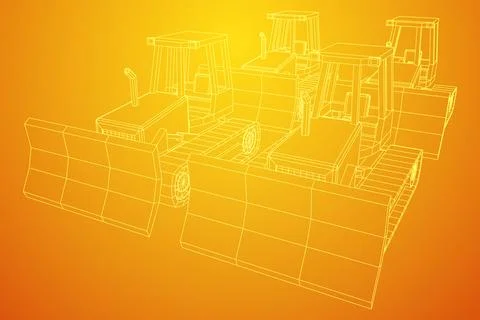 Big front-end loader bulldozer. Heavy equipment machine. Stock Illustration
