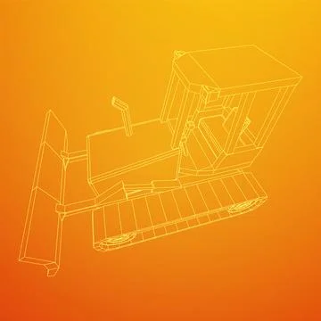 Big front-end loader bulldozer. Heavy equipment machine. Stock Illustration