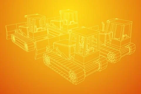 Big front-end loader bulldozer. Heavy equipment machine. Stock Illustration